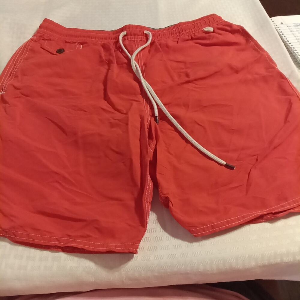 Polo Ralph Lauren Men's Swim Trunks Shorts Size Large Nylon Orange LG Pony Logo